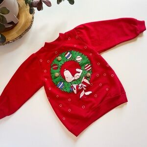 Vintage Snoopy Christmas Holiday Red Long Sweatshirt • Made in USA | Size 5